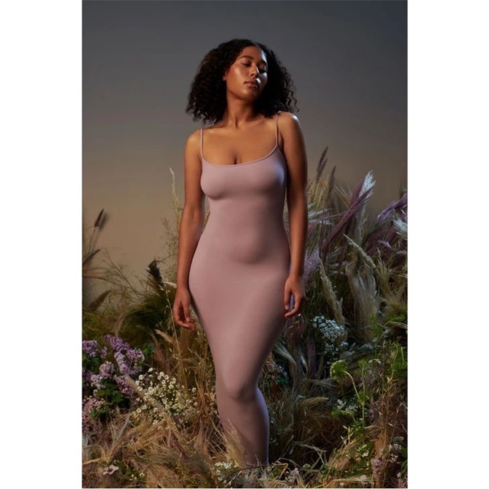 Skims Soft Lounge Comfy Ribbed‎ Modal Spaghetti Strap Maxi Dress Orchid Size M